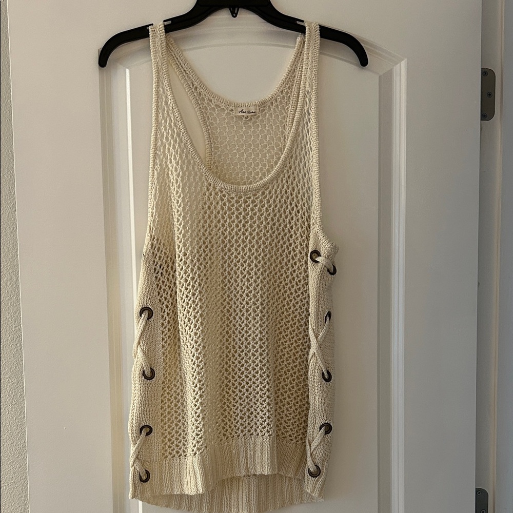 DNA Couture Beige Knit Tank with Side Ties